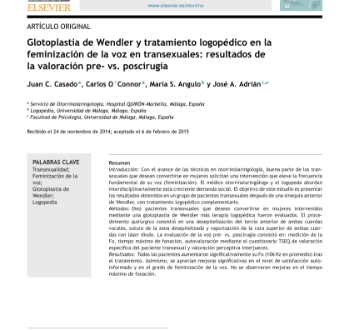 Glotoplastia de Wendler y tratamiento logopédico en la feminización de la voz en transexuales: resultados de la valoración pre-vs. poscirugía